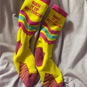 Vibrant Yellow and Pink Casual Socks